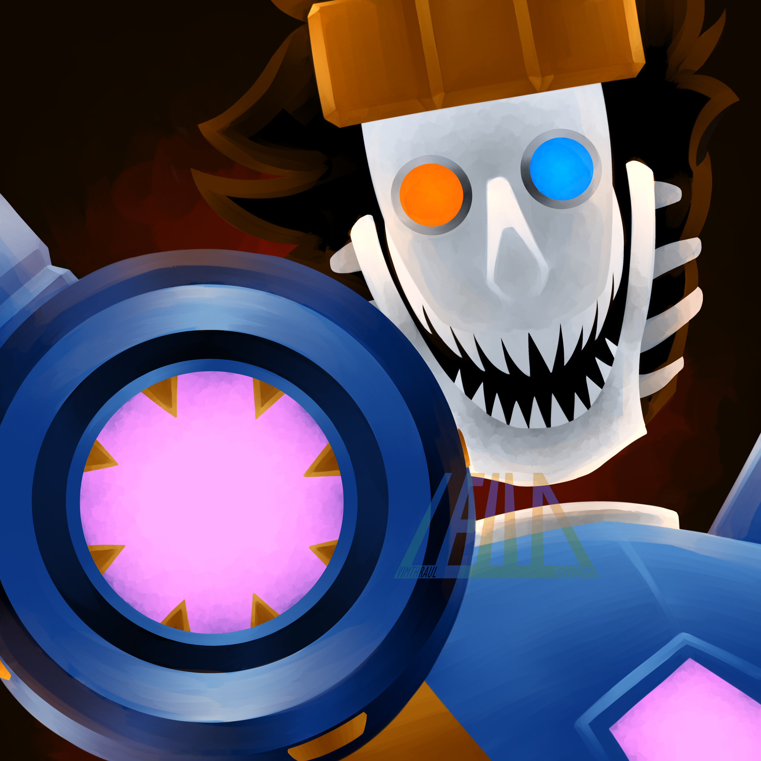 Art for "DECAHEXTRIS", the badge awarded for defeating NEOMEGA in Replicated World. September 4th, 2022.