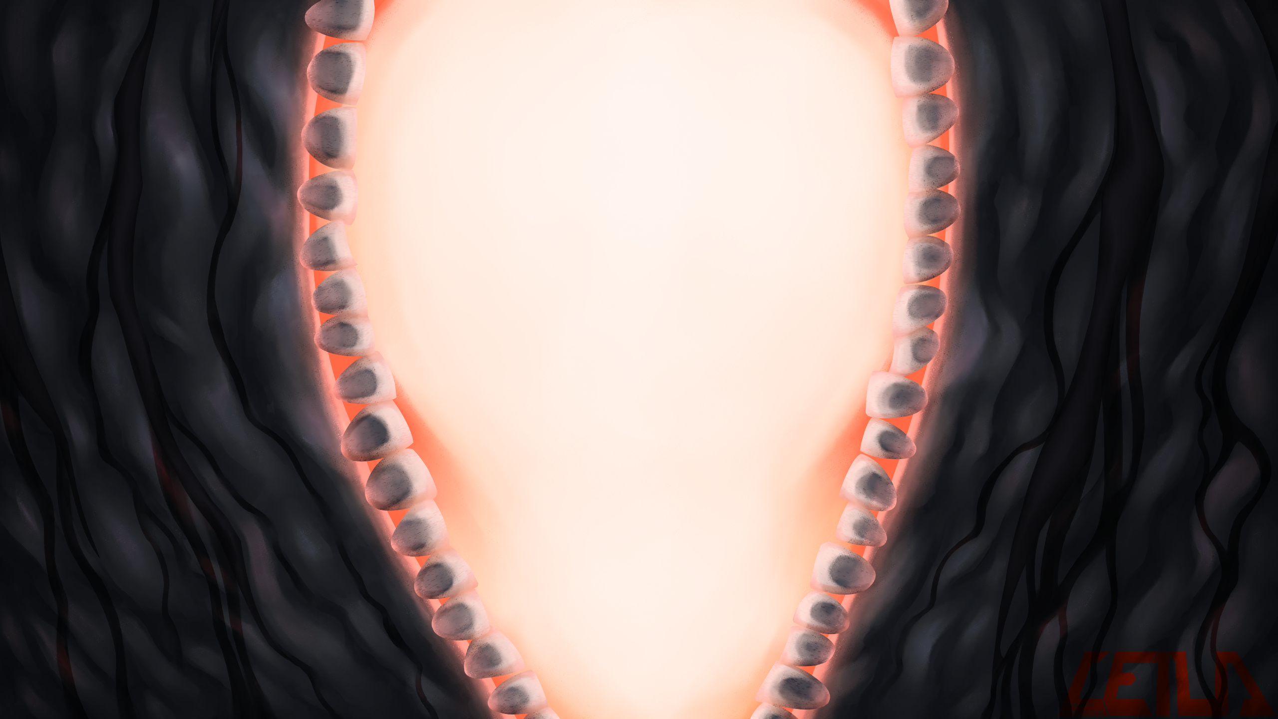 "Face" portrait of Ofre/Scarlet Executor [1.54.0] that appears as a backdrop to his killscreen. Originally completed January 19th, 2023, then given a palette update August 29th, 2023.