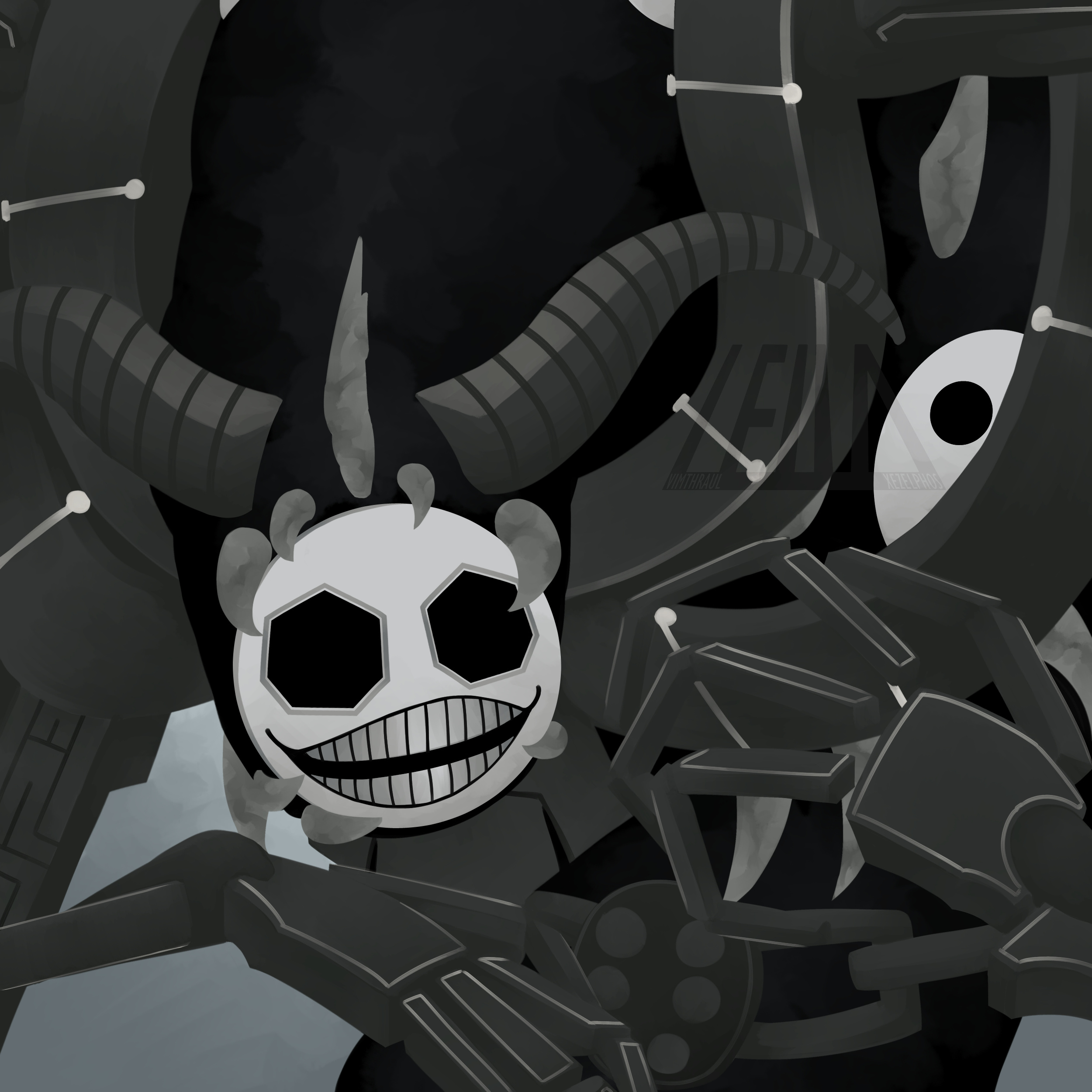 Art for "HALTED CORONATION", the badge intended for defeating Vakh in Replicated World. September 8th, 2022.