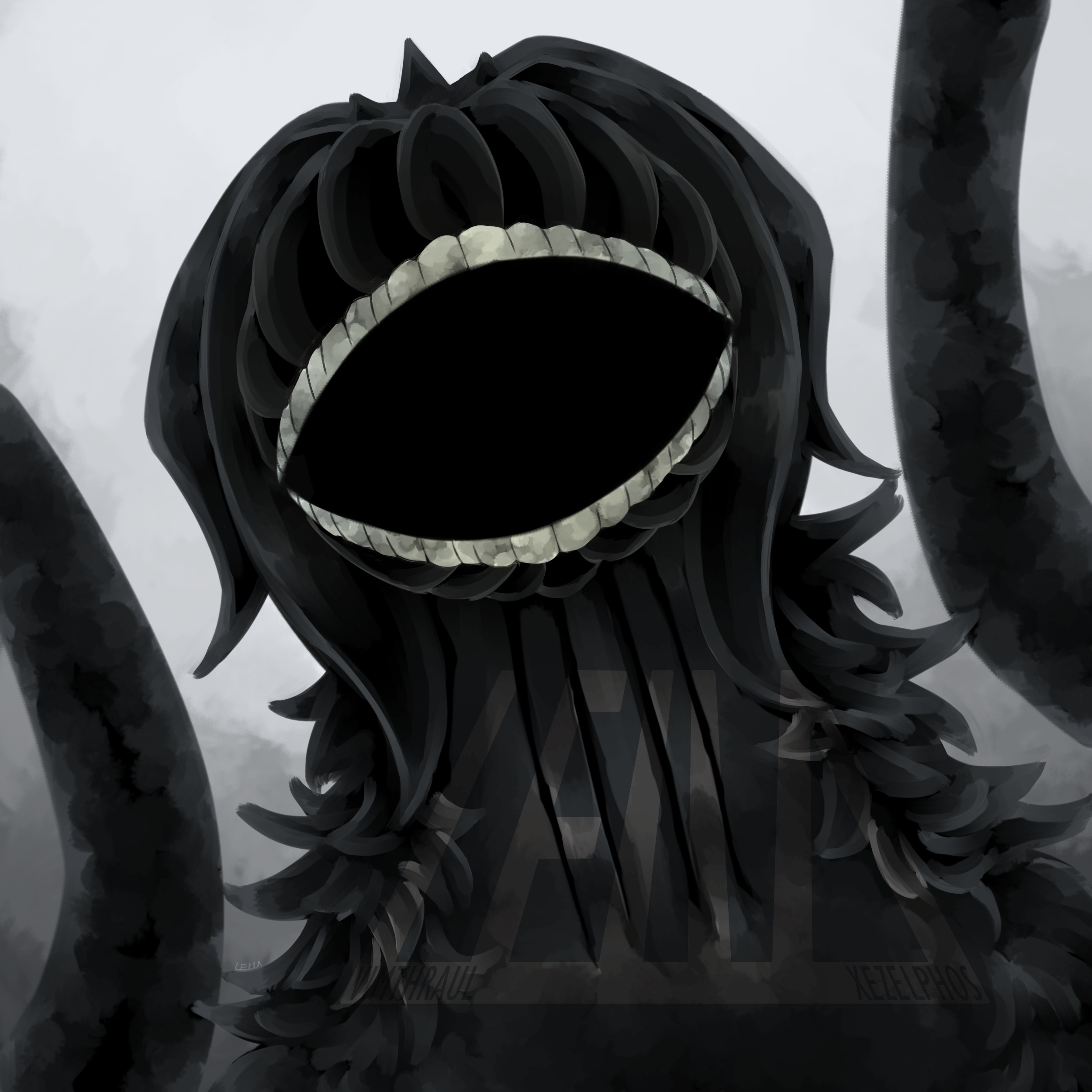 Art for "GOD DAMN THE BEAST", the badge awarded for defeating Mega Bezel in Replicated World. May 12th, 2022.