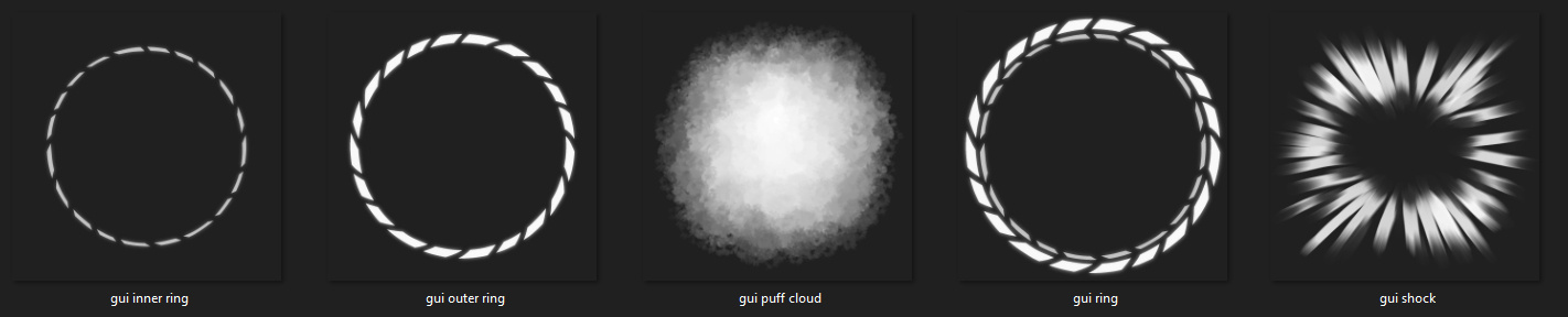 Cross-section of various assets, some left unused, for an overhaul of the map voting GUI. These are recolored to appear various shades of red and pink in-game. August 25th, 2022.